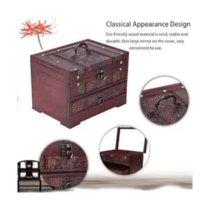 Joyero de madera con espejo caja de joyería clásica de_2