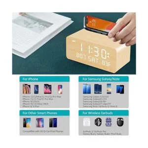 Andoolex Reloj despertador digital de madera cargador_3