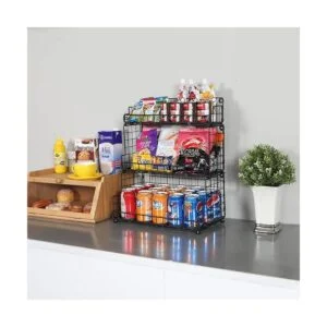 Xcosrack Cesta de alambre apilable de 3 niveles para_2