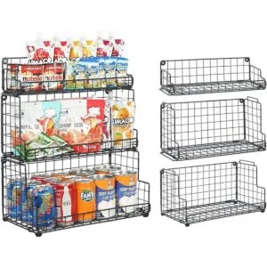 Xcosrack Cesta de alambre apilable de 3 niveles para_1