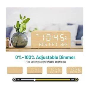 Andoolex Reloj despertador digital de madera cargador_4