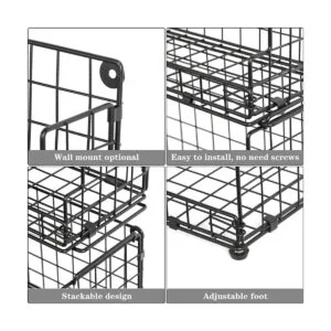 Xcosrack Cesta de alambre apilable de 3 niveles para_5