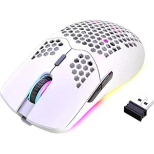 Mouse inalámbrico para juegos con diseño de panal ligero_1