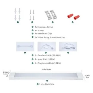 Lámpara de techo LED de 5000 K de 2 pies con enchufe luz_6