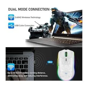 Mouse inalámbrico para juegos con diseño de panal ligero_5