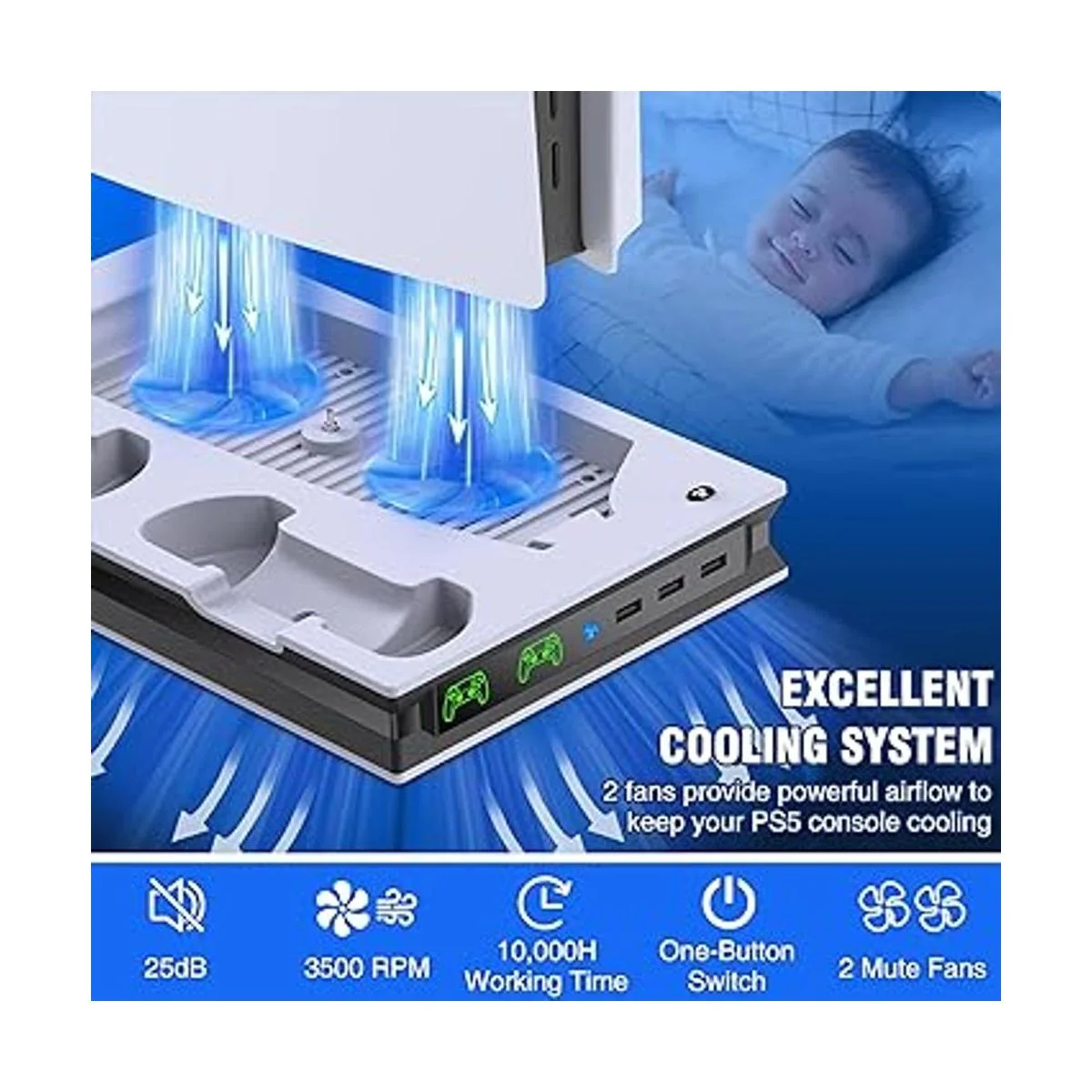 Soporte para PS5 con 2 ventiladores de refrigeración_2