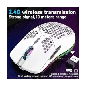 Mouse inalámbrico para juegos con diseño de panal ligero_2
