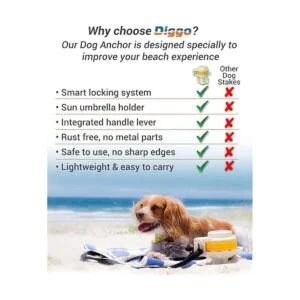 DIGGO Estaca para perros accesorio esencial de playa para_6