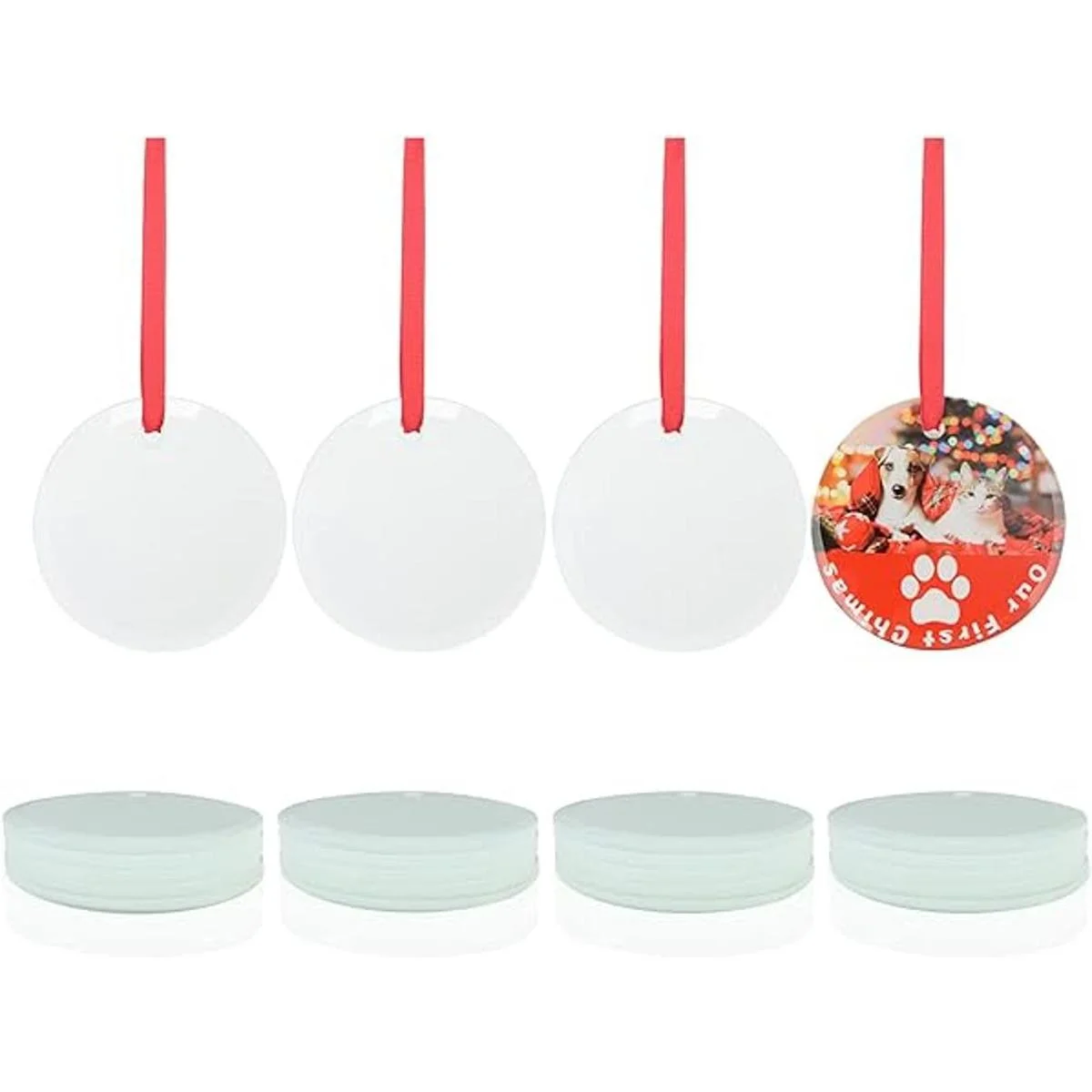 PYD Life 24 adornos de sublimación en blanco de vidrio de_1