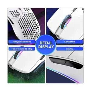 Mouse inalámbrico para juegos con diseño de panal ligero_7