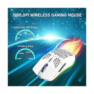 Mouse inalámbrico para juegos con diseño de panal ligero_3