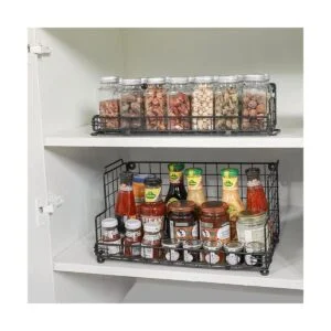 Xcosrack Cesta de alambre apilable de 3 niveles para_6