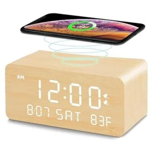 Andoolex Reloj despertador digital de madera cargador_1