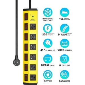 CRST Regleta de alimentación de metal resistente de 6_2