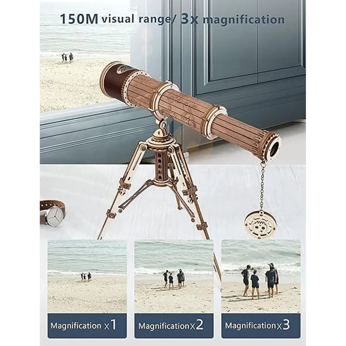 ROKR Rompecabezas 3D para adultos telescopio de madera_3