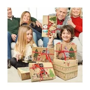 Paquete de 12 cajas de galletas de Navidad marrones con_7