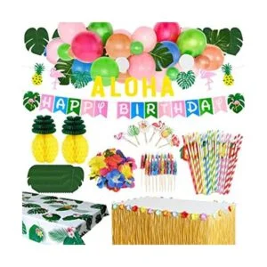 Paquete de decoración de fiesta tropical Luau hawaiana_1
