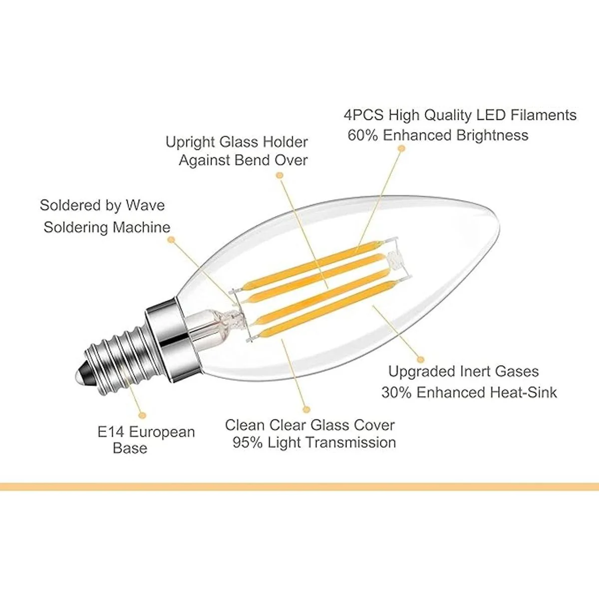 Lamsky Bombilla LED E14 regulable 110 V 400 lm_4