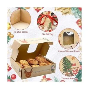 Paquete de 12 cajas de galletas de Navidad marrones con_3