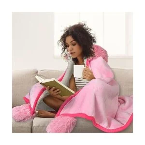 Manta con capucha de flamenco para adultos color rosa_6