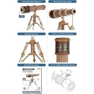 ROKR Rompecabezas 3D para adultos telescopio de madera_5