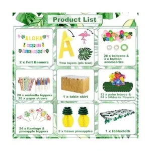 Paquete de decoración de fiesta tropical Luau hawaiana_2