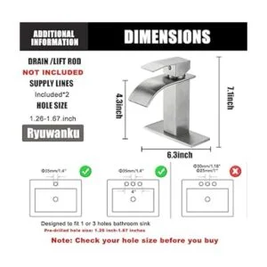Ryuwanku Grifo de baño de níquel cepillado moderno grifo_2