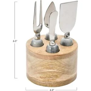 Creative CoOp Servidores de queso de acero inoxidable con_6