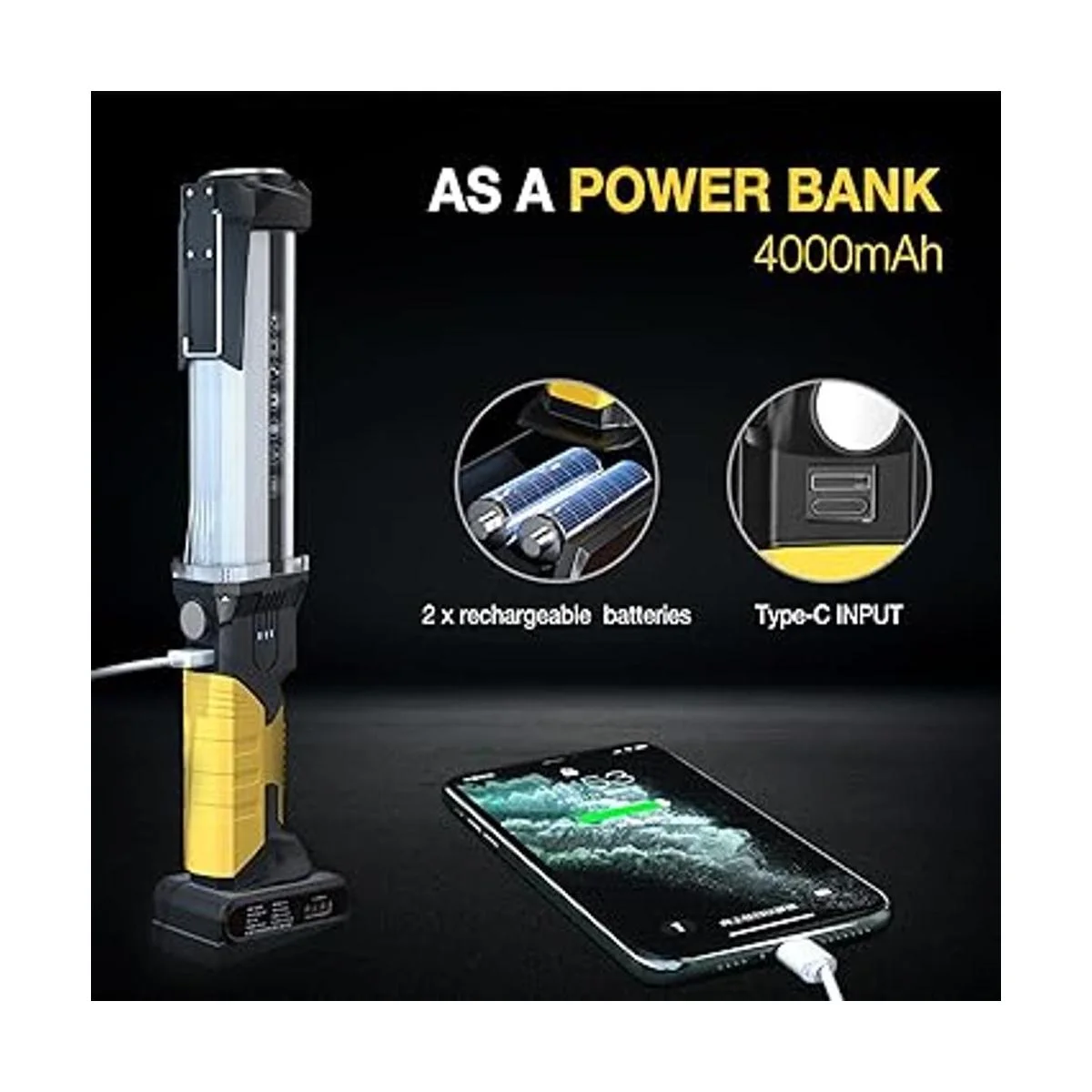 WARSUN Luz de trabajo recargable LED de 1500 lúmenes súper_5