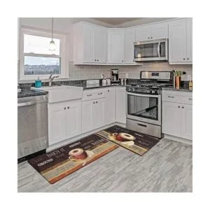 ROSMARUS Juego de 2 alfombras de cocina de café_5