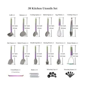 Juego de utensilios de cocina de silicona de 38 piezas con_2