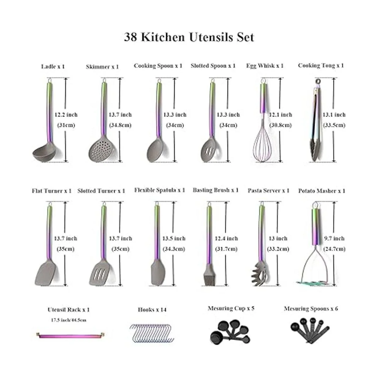 Juego de utensilios de cocina de silicona de 38 piezas con_2