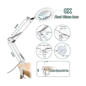 Krstlv Lupa de 8 veces con luz lámpara de escritorio y_5
