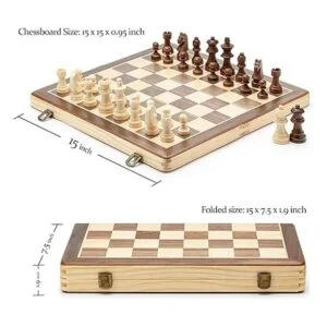 AA Juego de ajedrez magnético plegable de madera de 15_6