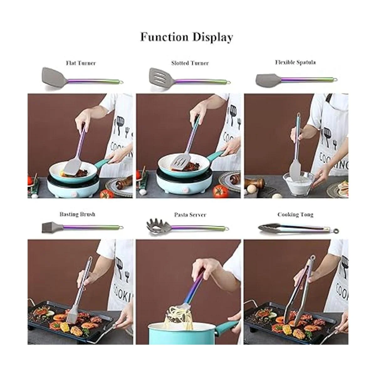 Juego de utensilios de cocina de silicona de 38 piezas con_5