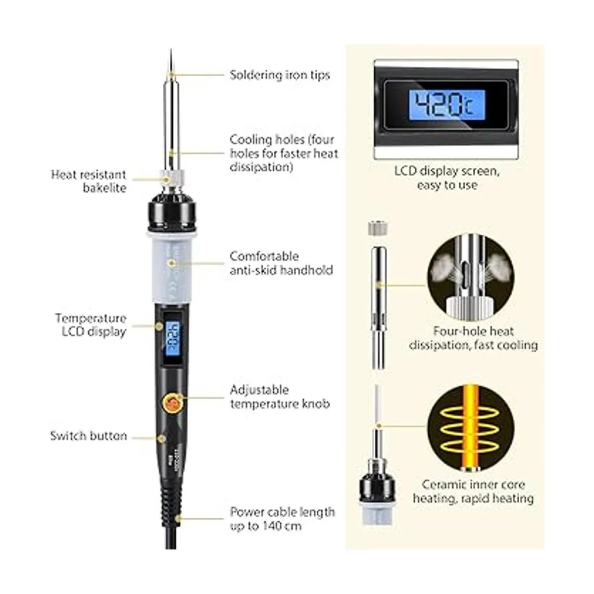 Kit de soldador electrónico herramienta de soldadura de_4