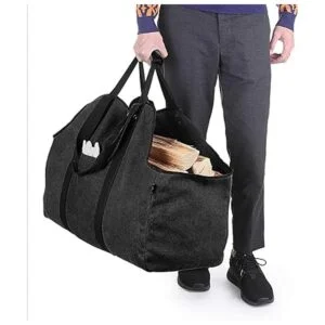 BONTHEE Soporte para leña para interior con correa para_2