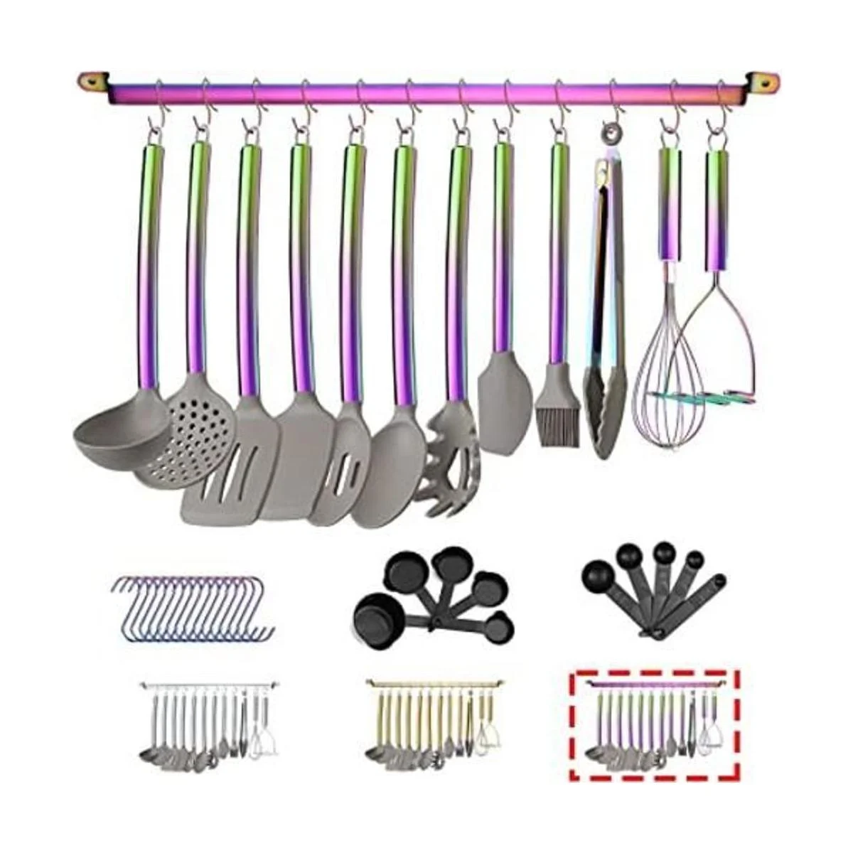 Juego de utensilios de cocina de silicona de 38 piezas con_1