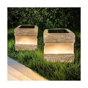 Paquete de 2 luces solares de roca para exteriores con_1
