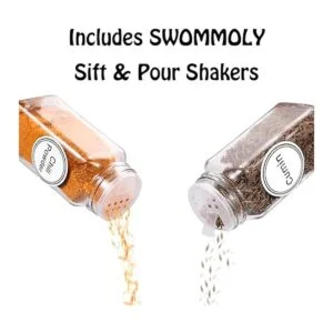 SWOMMOLY Organizador de especias con 32 tarros cuadrados_4