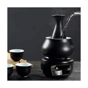 WINIAER Juego de sake de cerámica con olla calentadora_4
