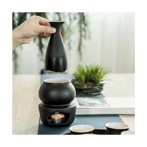 WINIAER Juego de sake de cerámica con olla calentadora_6