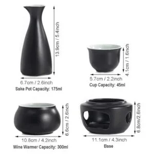 WINIAER Juego de sake de cerámica con olla calentadora_3