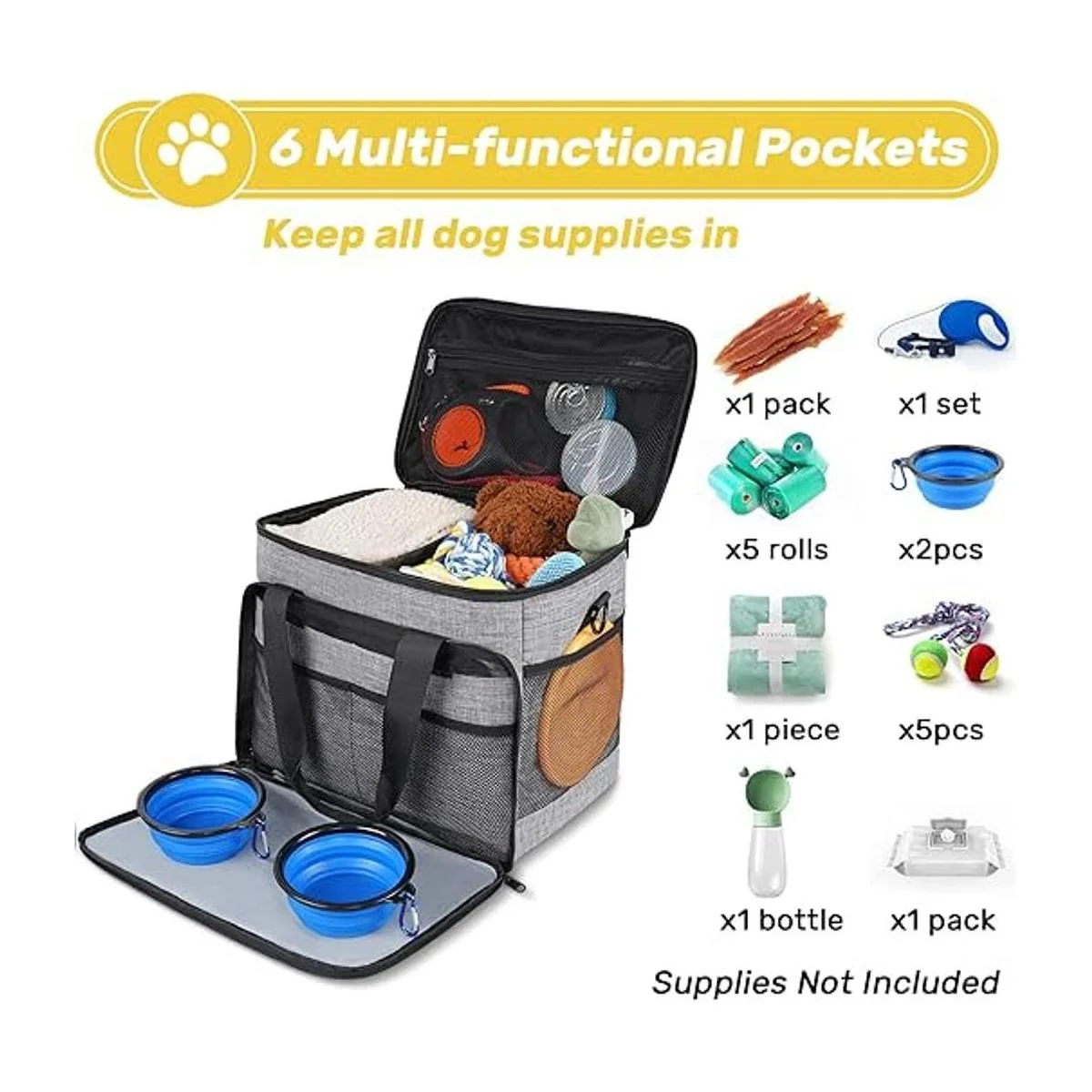 Juego de 6 bolsas de viaje para perros kit de viaje_3