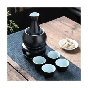 WINIAER Juego de sake de cerámica con olla calentadora_7