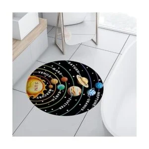 Cinbloo Alfombra redonda con sistema solar para niños_3