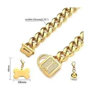 RUMYPET Collar de cadena de oro para perro con cadena de_2