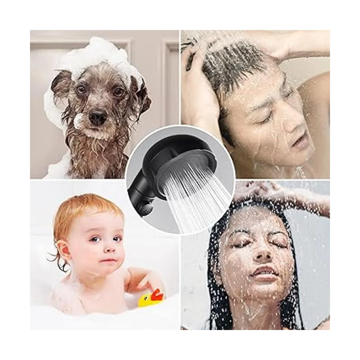 HANLIAN Cabezal de ducha de alta presión con función de_6