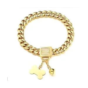 RUMYPET Collar de cadena de oro para perro con cadena de_1