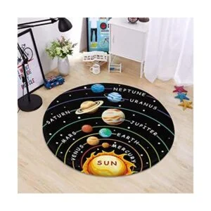 Cinbloo Alfombra redonda con sistema solar para niños_1